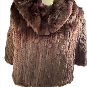 Sayami Chocolate Brown Rabbit fur cape